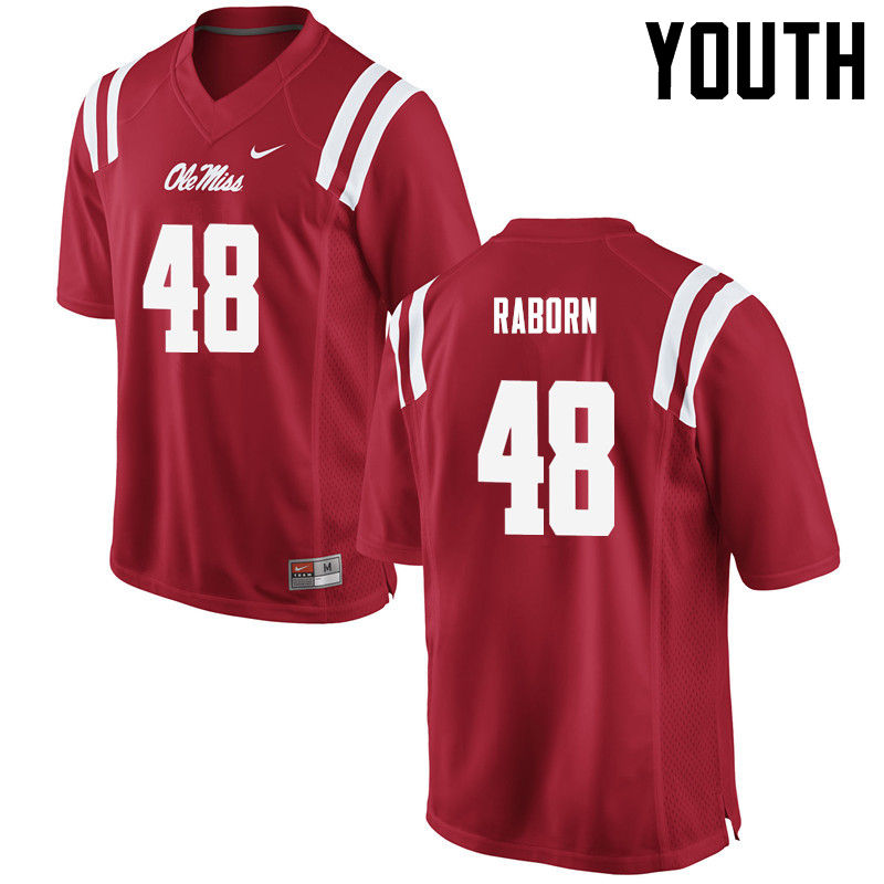 Jack Raborn Ole Miss Rebels NCAA Youth Red #48 Stitched Limited College Football Jersey EPJ0058BT